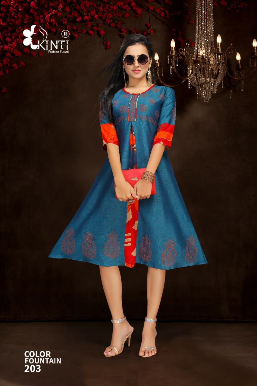Kinti Colour Fountain 3 Fancy Ethnic Wear Rayon Anarkali Kurti Collection